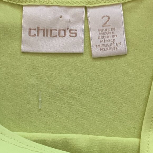 Chico's Tank Top Sz 2 (L/12) Chartreuse Light Yellow-Lime Green #99K - Picture 5 of 7